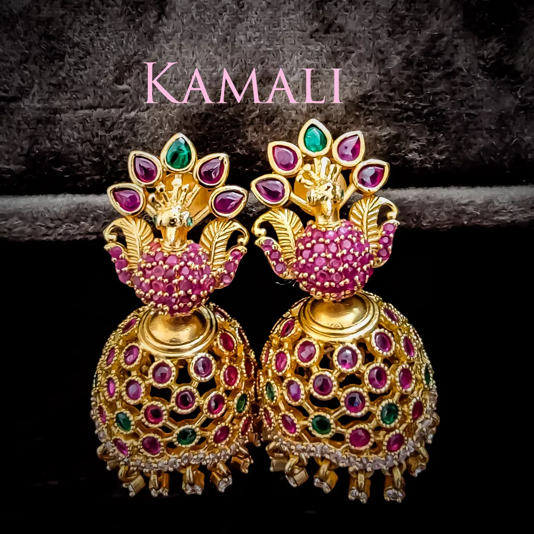 Antique Jumkkas adorned with Red and Green Kempu s...