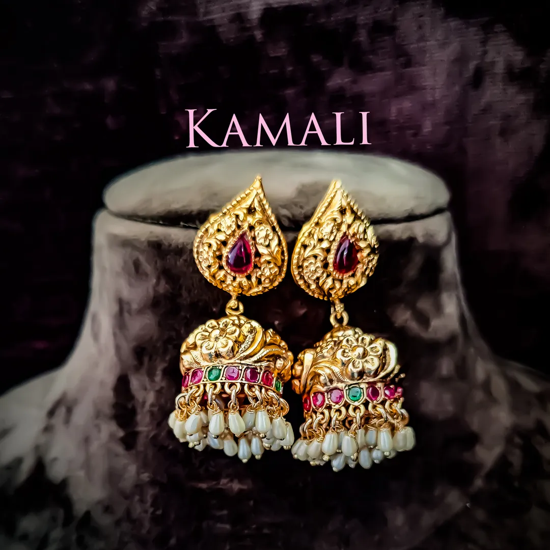 Antique Jumkkas adorned with Red and Green Kempu s...