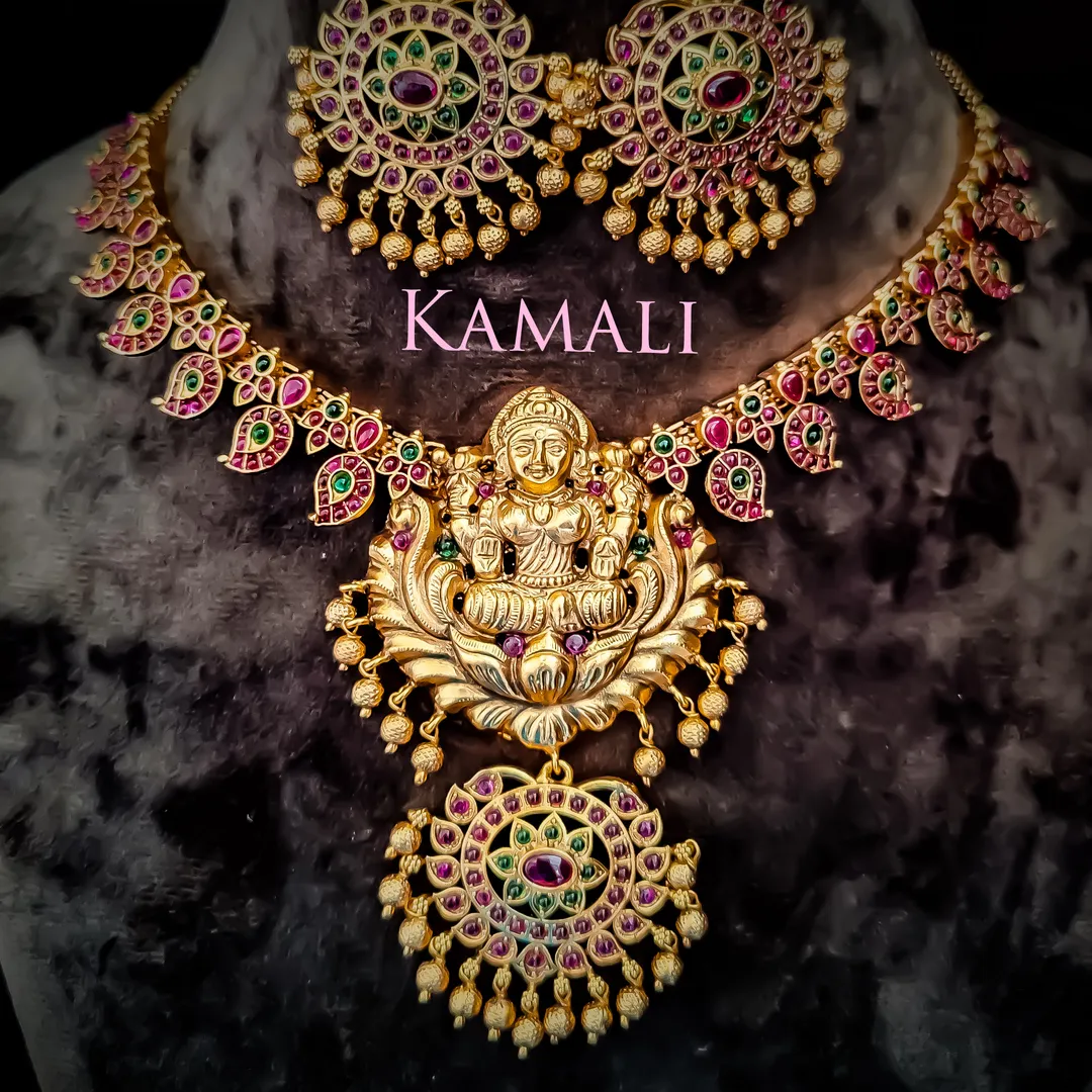 Antique Lakshmi Motif Necklace with Stud and drops...