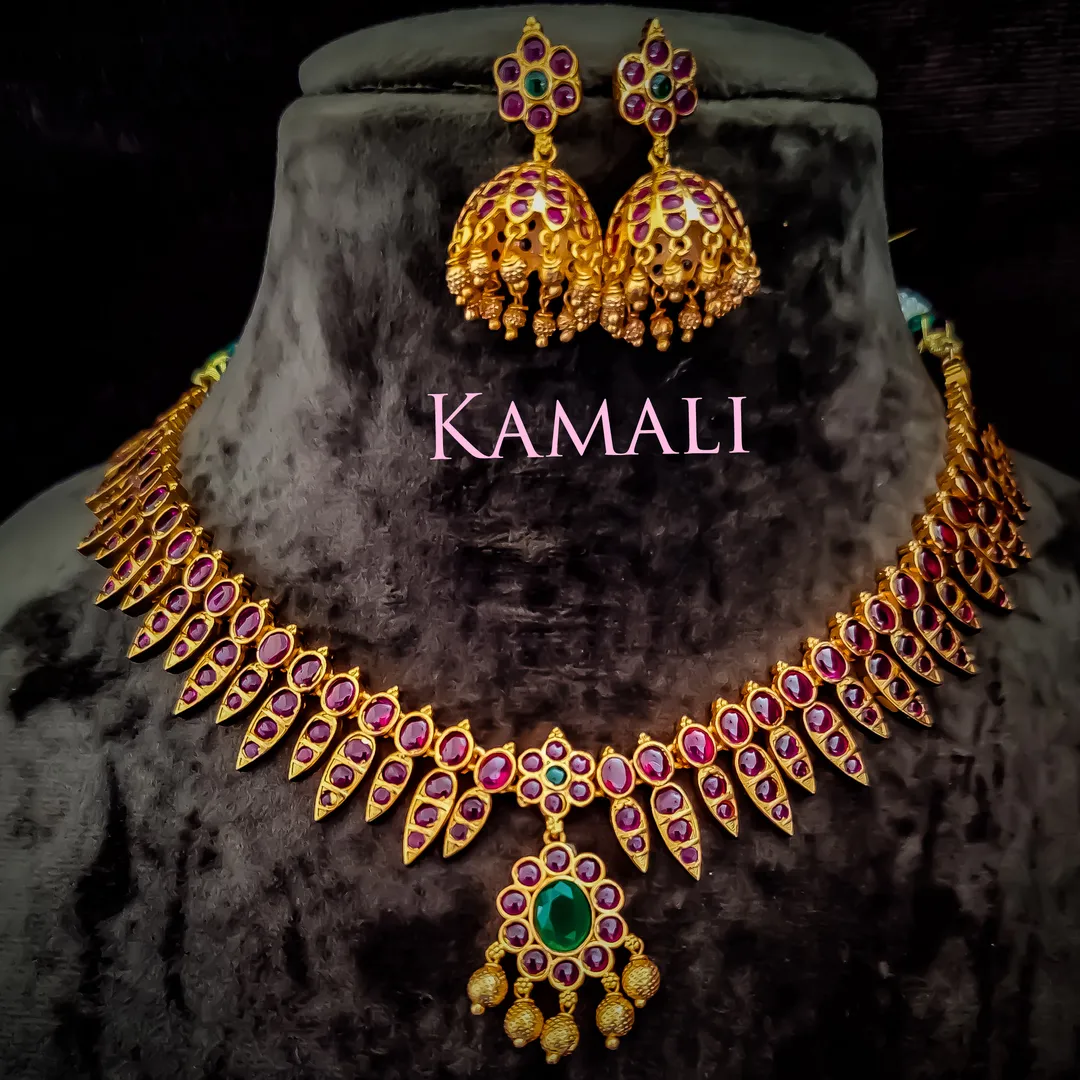 Antique Necklace Set for Girls
Oxidised Gold Plat...