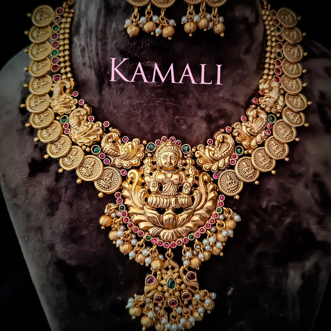 Antique Lakshmi Necklace With Lakshmi Coins and wi...