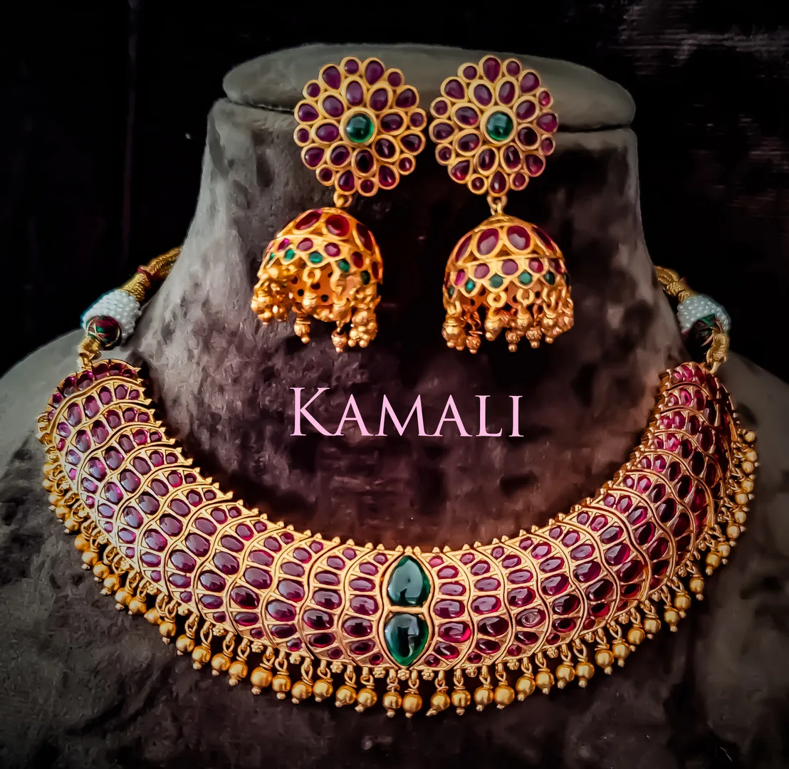 Kempu Choker
Oxidised Gold Plated Antique Jewelle...