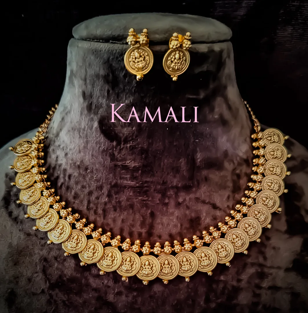 Lakshmi Coin Necklace with Stud for Women
Kasu Ne...