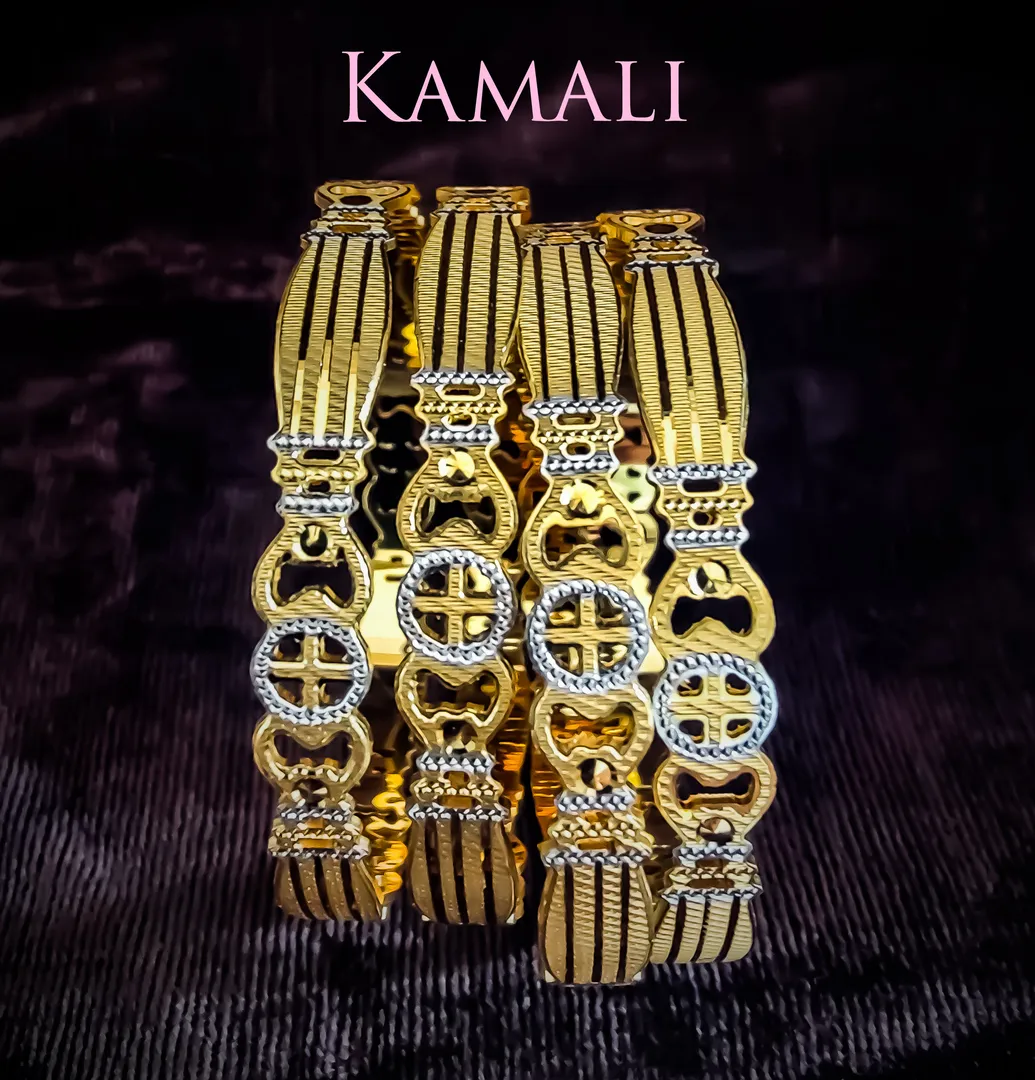 Gold Mix CNC Cutting Bangles with Rhodium Plating
...
