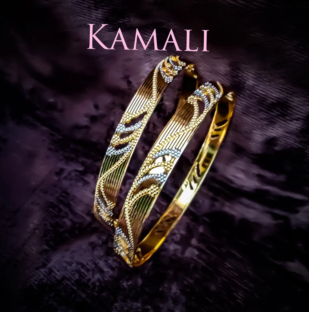 Gold Mix CNC Cutting Bangles with Rhodium Plating
...