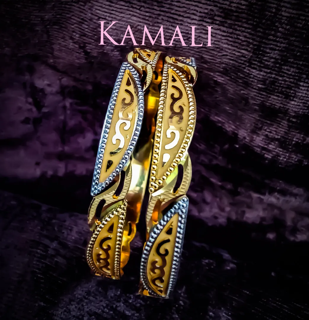 Gold Mix CNC Cutting Bangles with Rhodium Plating
...