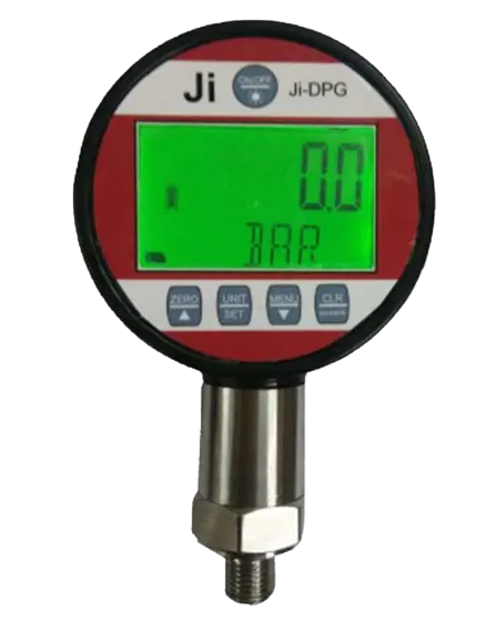 A digital pressure gauge displays the acting press...