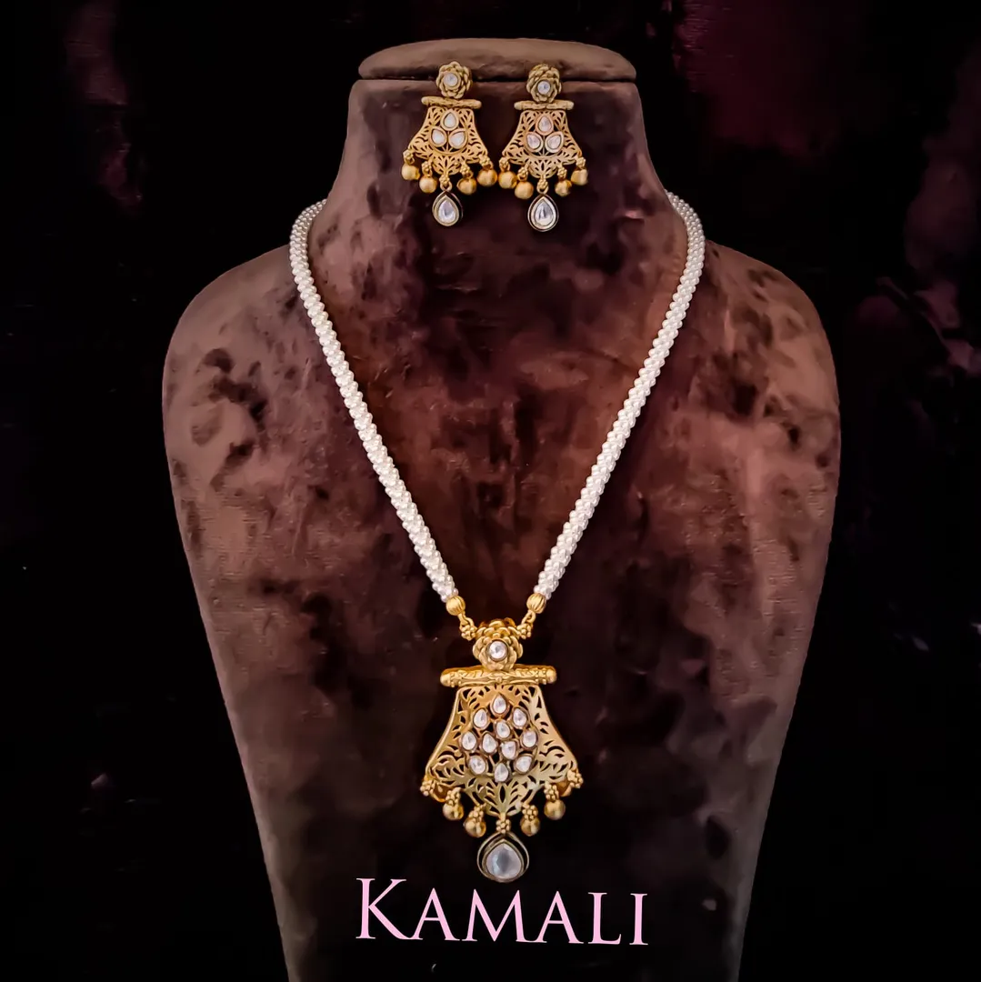 Kundan Necklace Set with Pearl Chain
Artificial G...