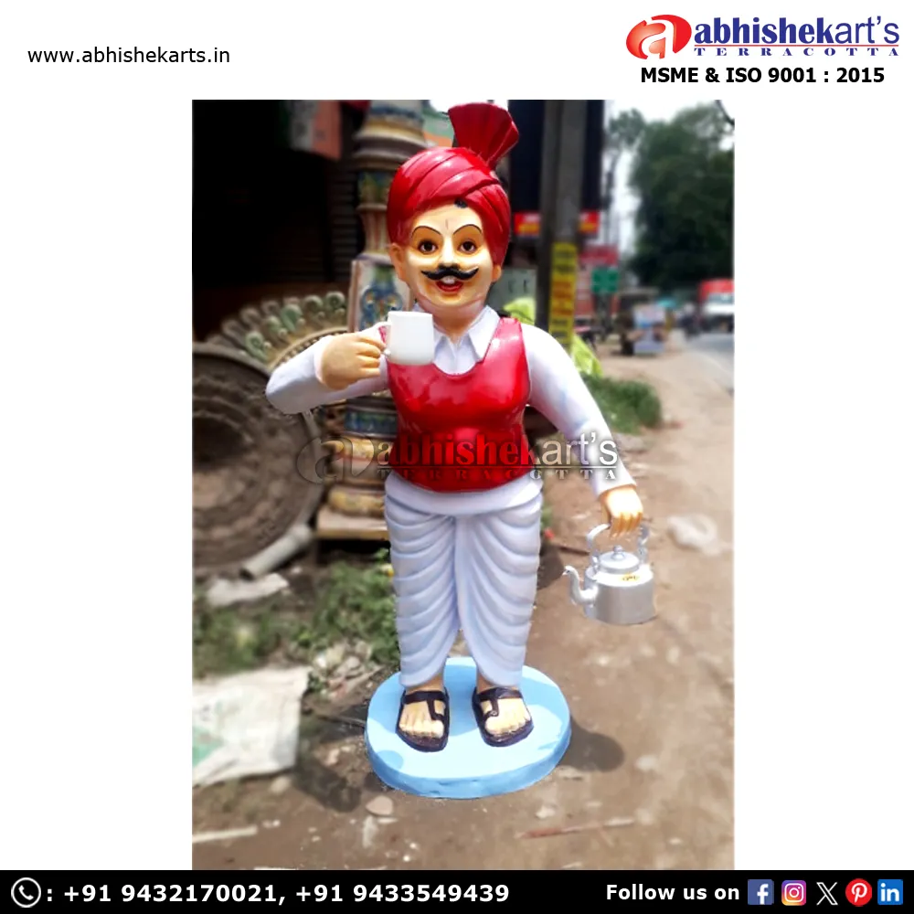 Discover the Artistry of FRP Tea Man Statue by Abh...