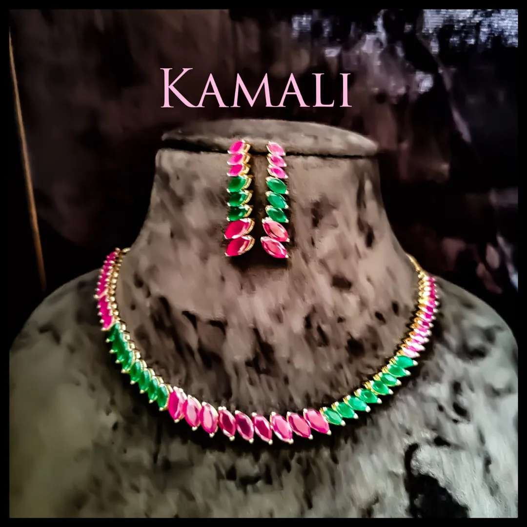 Semi Precious Ruby and Emerald Stones Necklace wit...