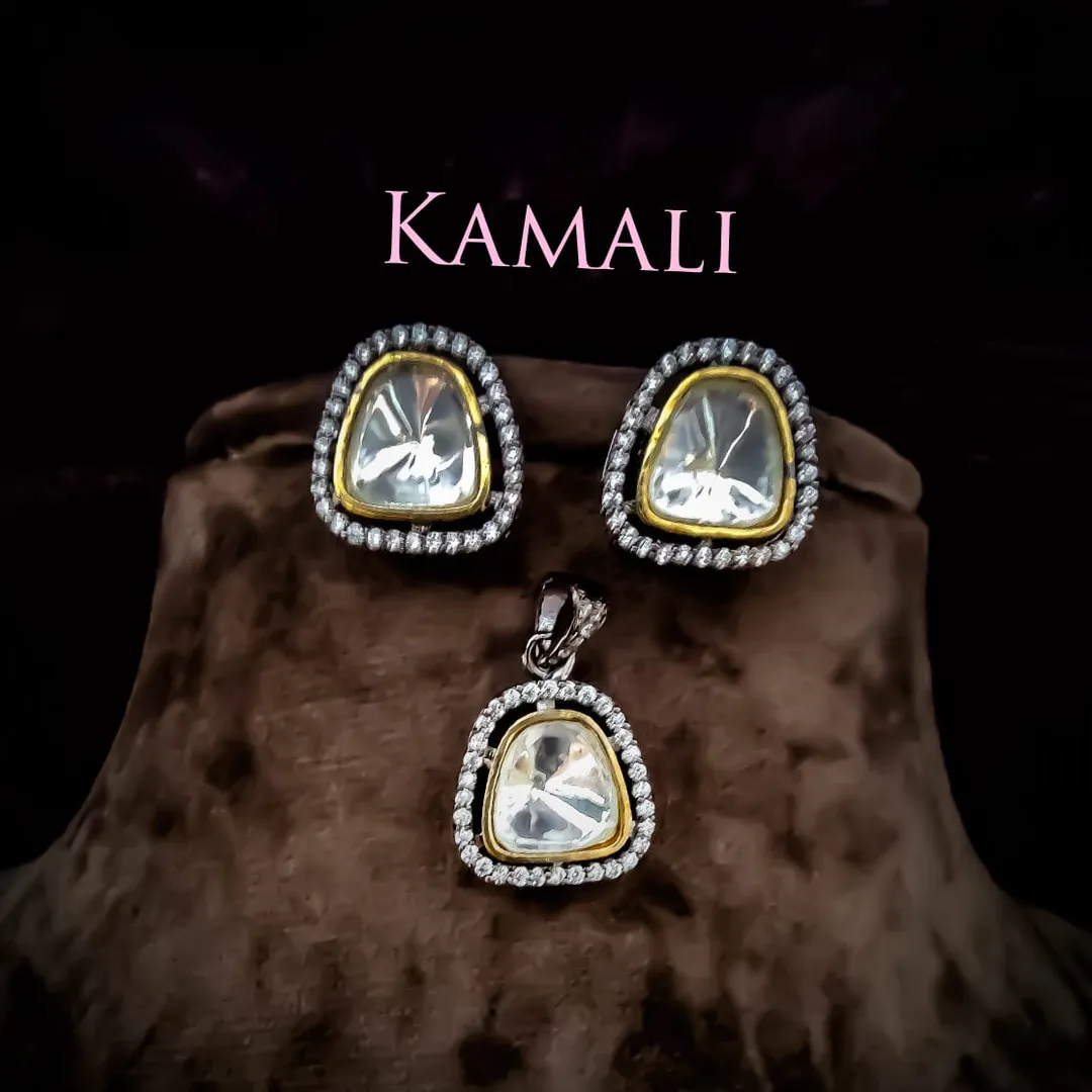 Kundan Pendant Set
Victorian Mozanite Kundan with...