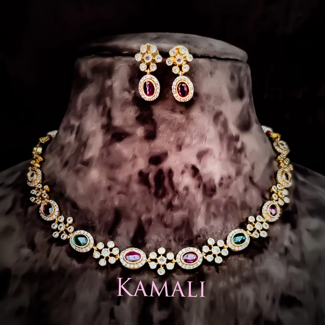 Red and Green Kempu stones
Necklace set for Women...