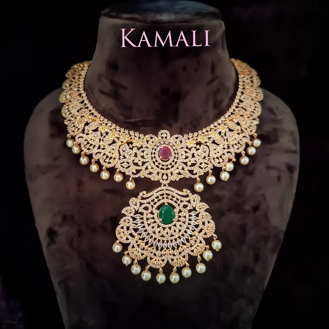 CZ White Stone Necklace Set for Women
Artificial ...