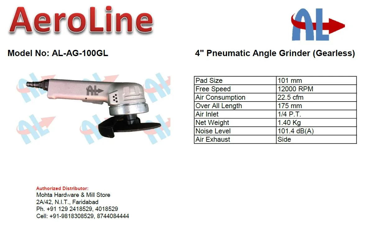 AeroLine™ Heavy Duty Pneumatic Angle Grinder in Fa...