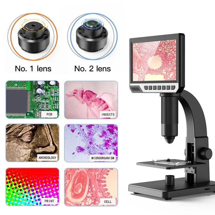 Biological Microscope 0 – 2000x video 7 inch Digit...