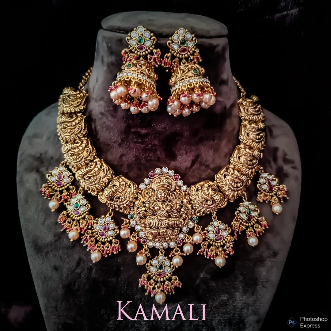 Antique Necklace Set for Women with Ruby bead Dang...