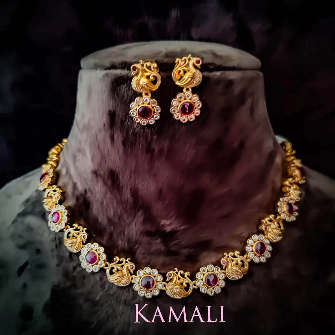 Red and Green Kempu Necklace Set
With Swan Motifs...