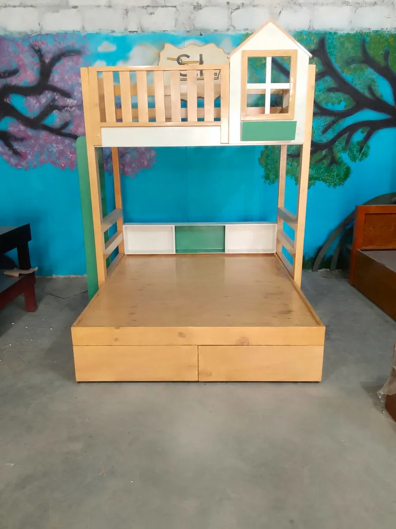MINI HUT MODEL WOODEN BUNK BED. BUNK BED BOTTOM CO...