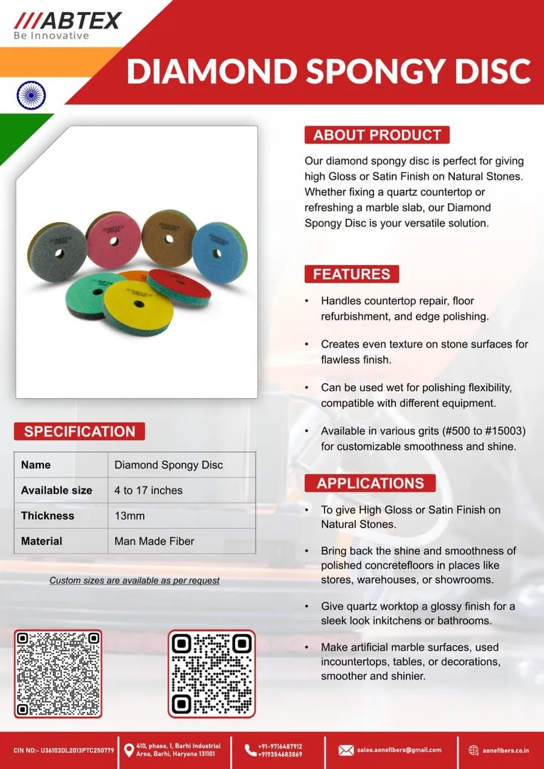 ABTEX Diamond Spongy Disc
We are only manufacturer...