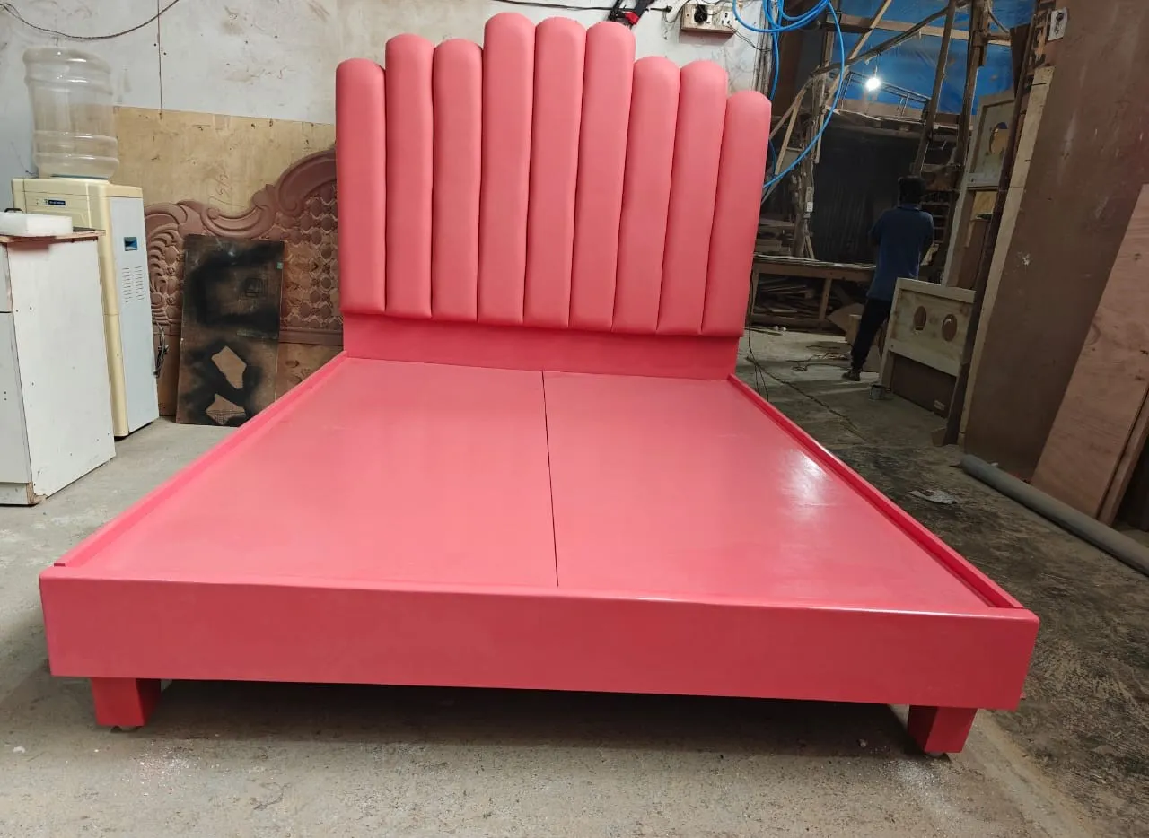 WOODEN DOUBLE BED WITH CUSHION. DOUBLE BED BOTTOM ...