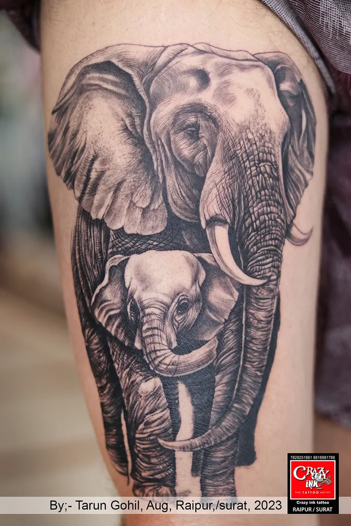 ELEPHANT TATTOO DESIGN,
elephant family tattoos...