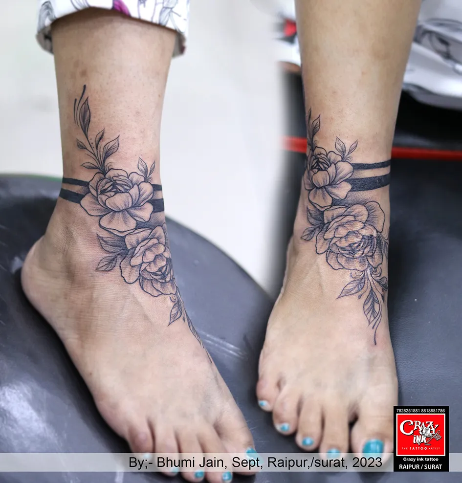 FLOWER TATTOO DESIGN ON ANKLE,
flower tattoo o...