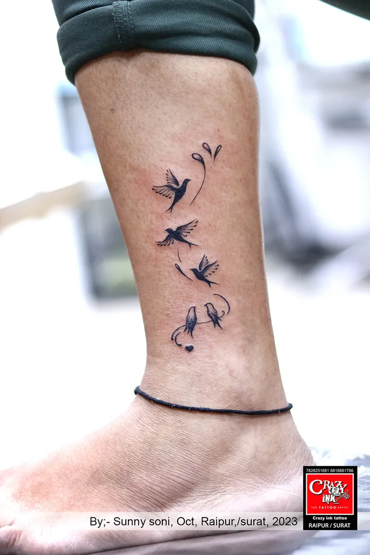 BIRD TATTOO ON ANKLE,
bird tattoo design on...