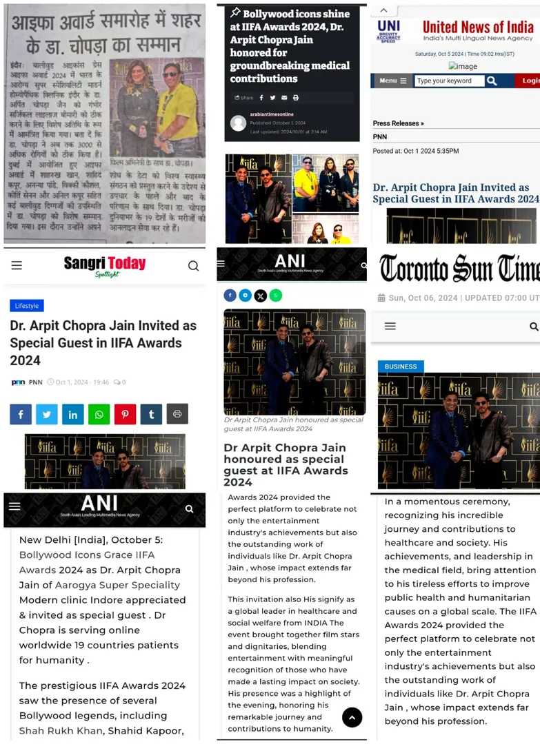 Media Coverage on IIFA SPECIAL GUEST of Dr Arpit C...