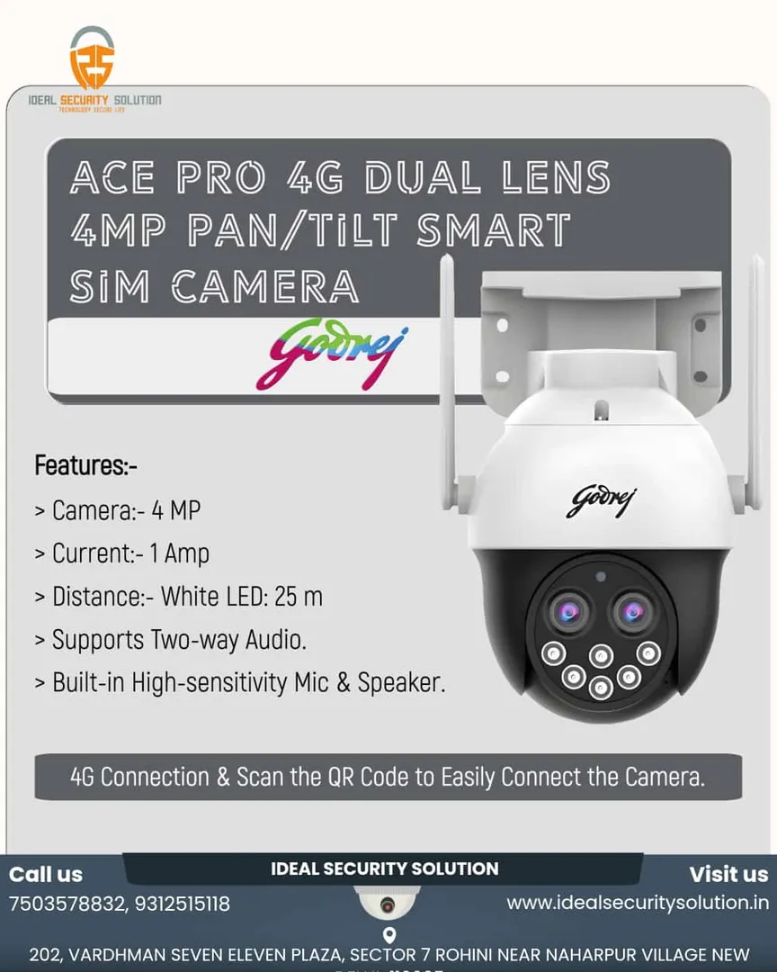 Godrej Ace Pro 4G Dual Lens 4MP Pan/Tilt Smart SIM...