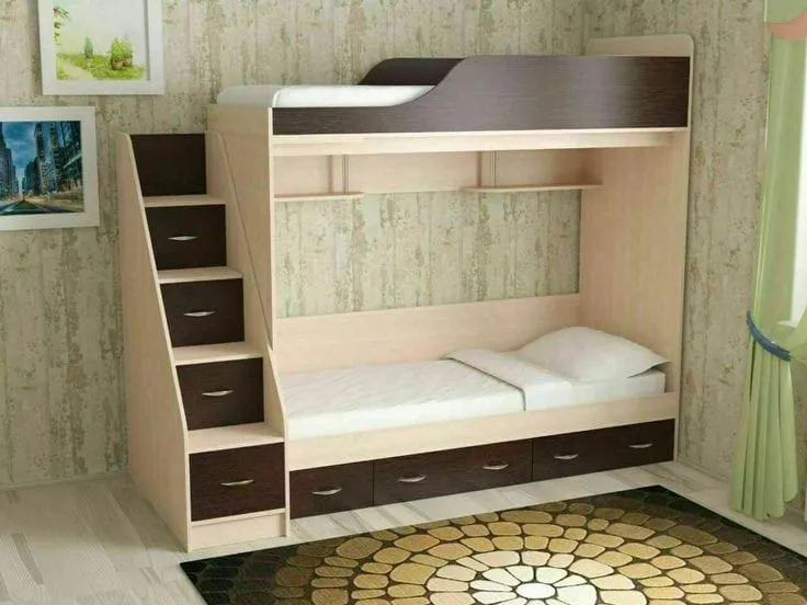Twin Bunk Bed for kids with ladder steps in kirti...