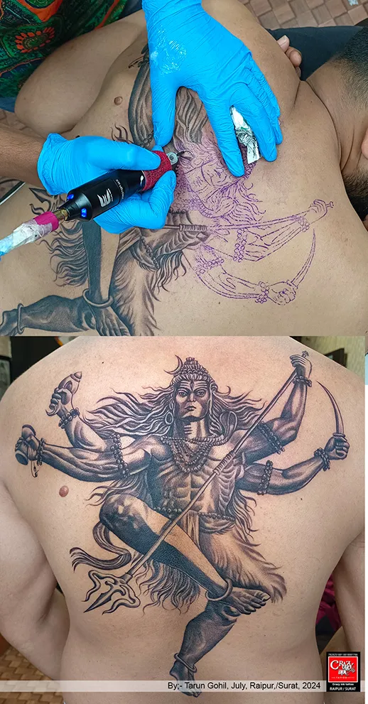 A BREATHTAKING FULL BACK TATTOO OF LORD SHIVA IN H...