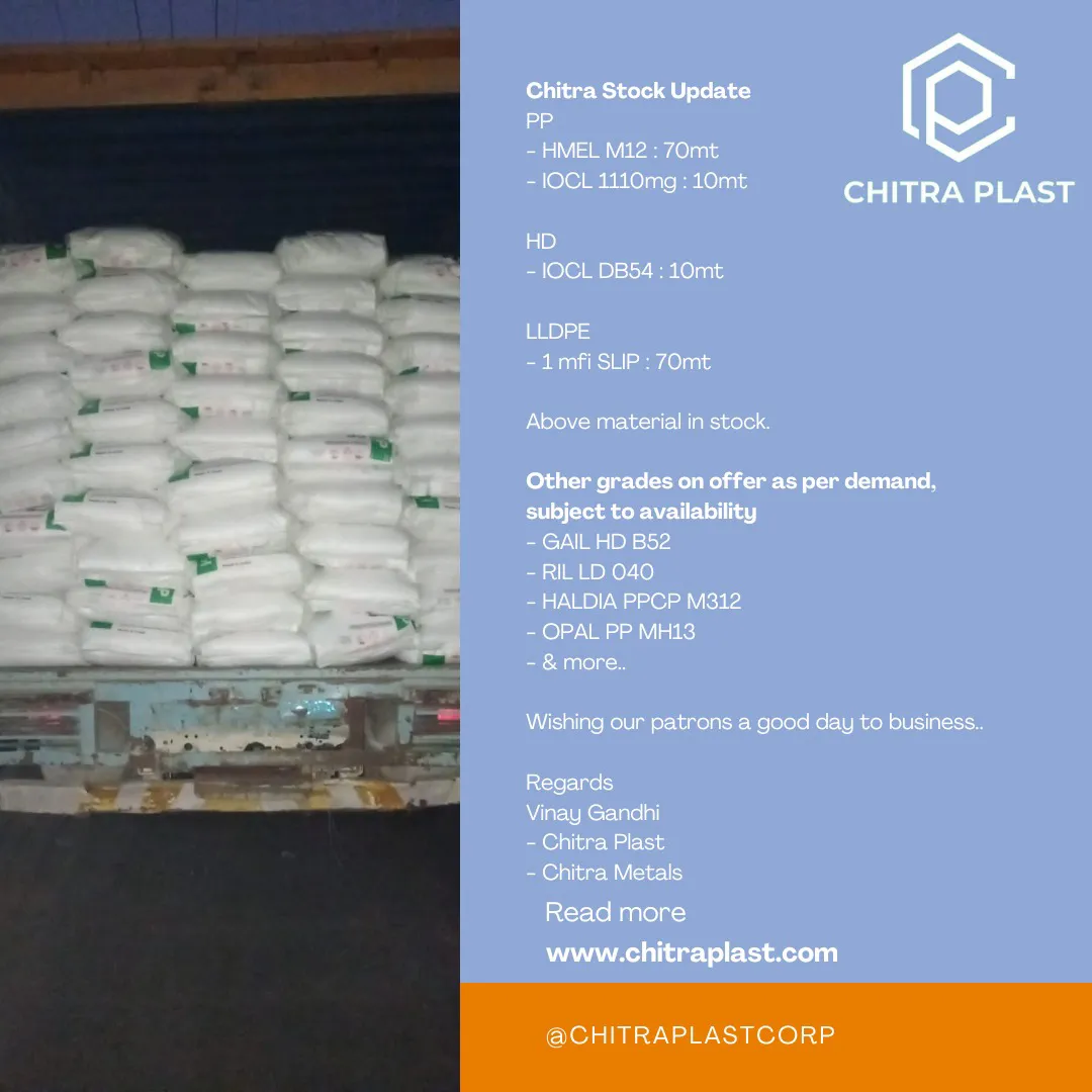 Chitra Stock Update
PP
- HMEL M12 : 70mt
- IOCL ...