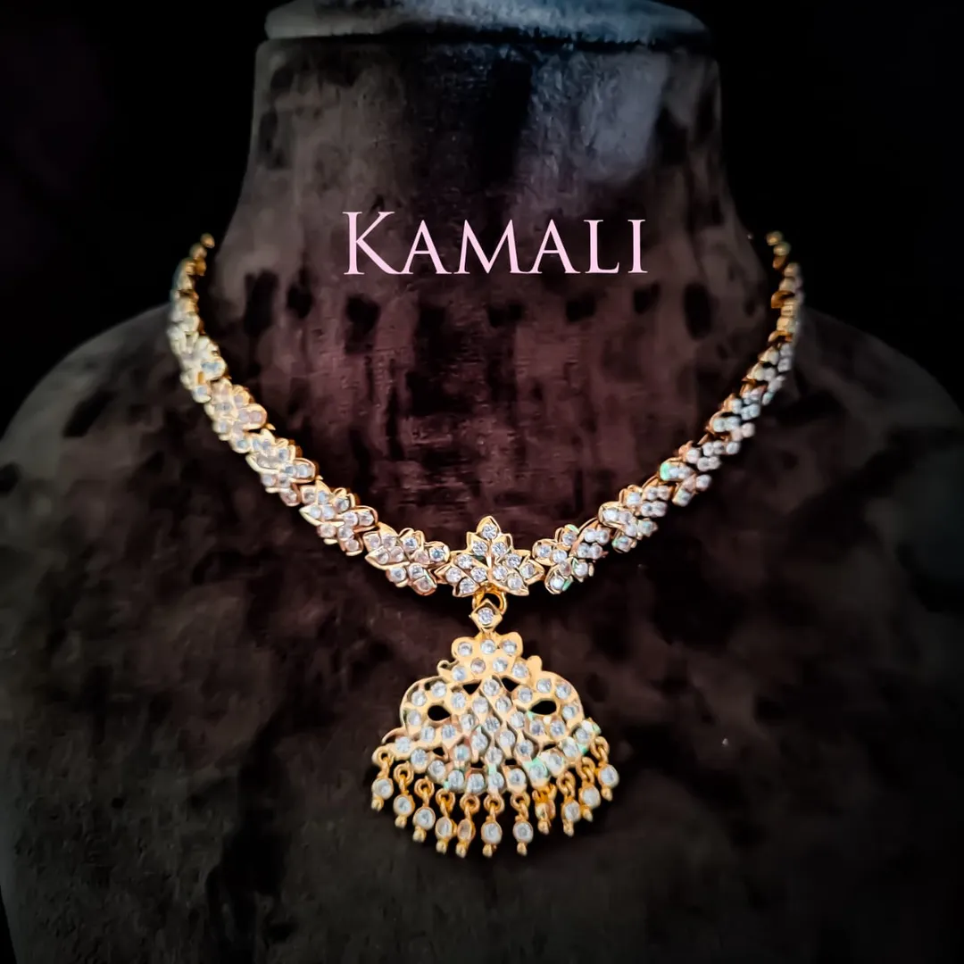CZ White Stone Necklace - Hand Crafted Traditional...