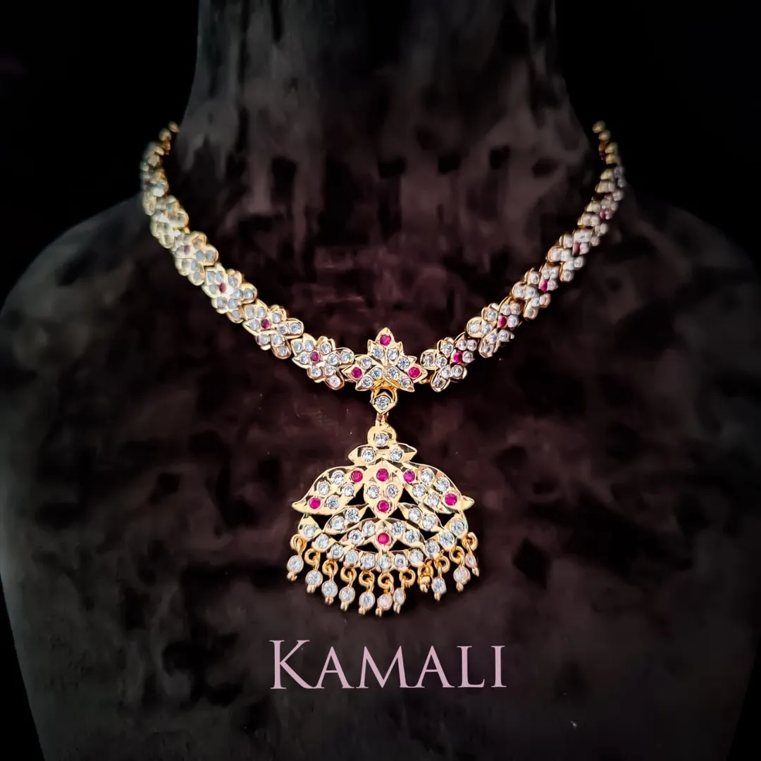 CZ White Stone Necklace - Hand Crafted Traditional...