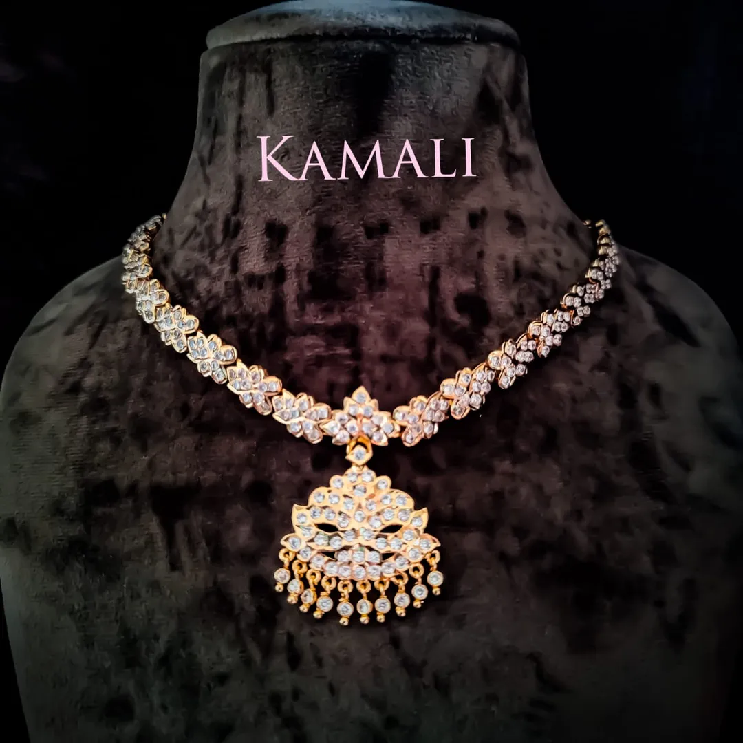 CZ White Stone Necklace - Hand Crafted Traditional...