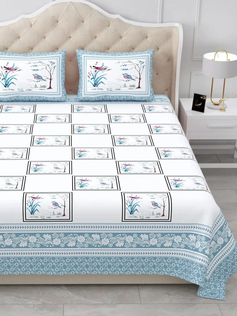 king size
block print bedsheet
size 95 108 inche...