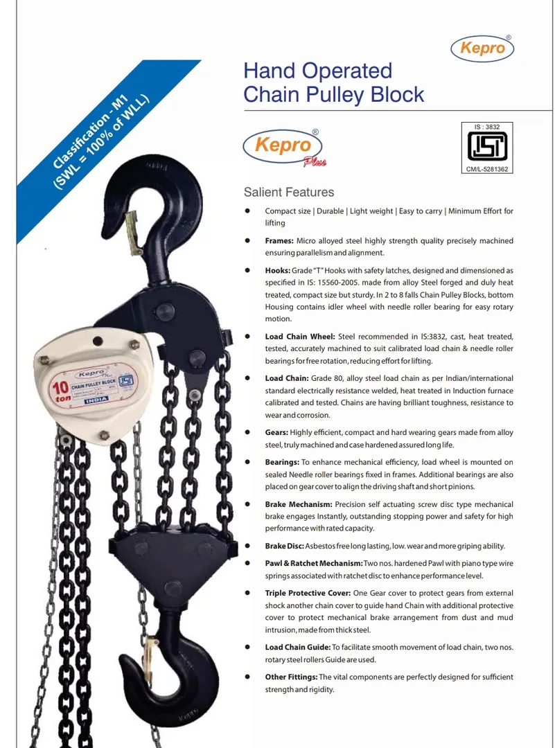 Kepro Chain Pulley Block for KY Crane & Lifting Hu...