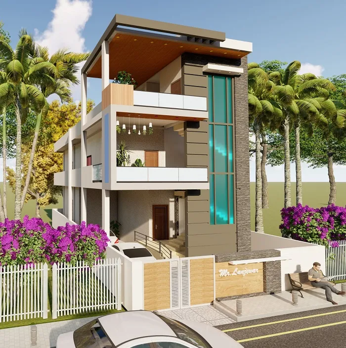 "stunning bungalow elevation showcasing modern ele...