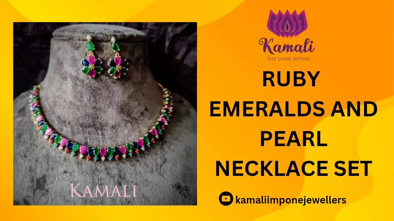 Ruby, Emeralds and Pearl necklace set for Women
A...