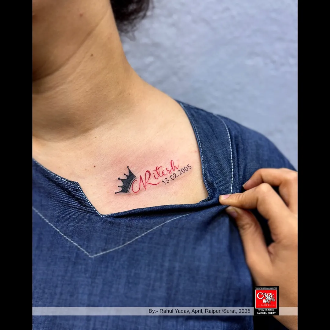 CROWNED IN LOVE - RITESH TATTOO ON COLLARBONE👑❤️
...