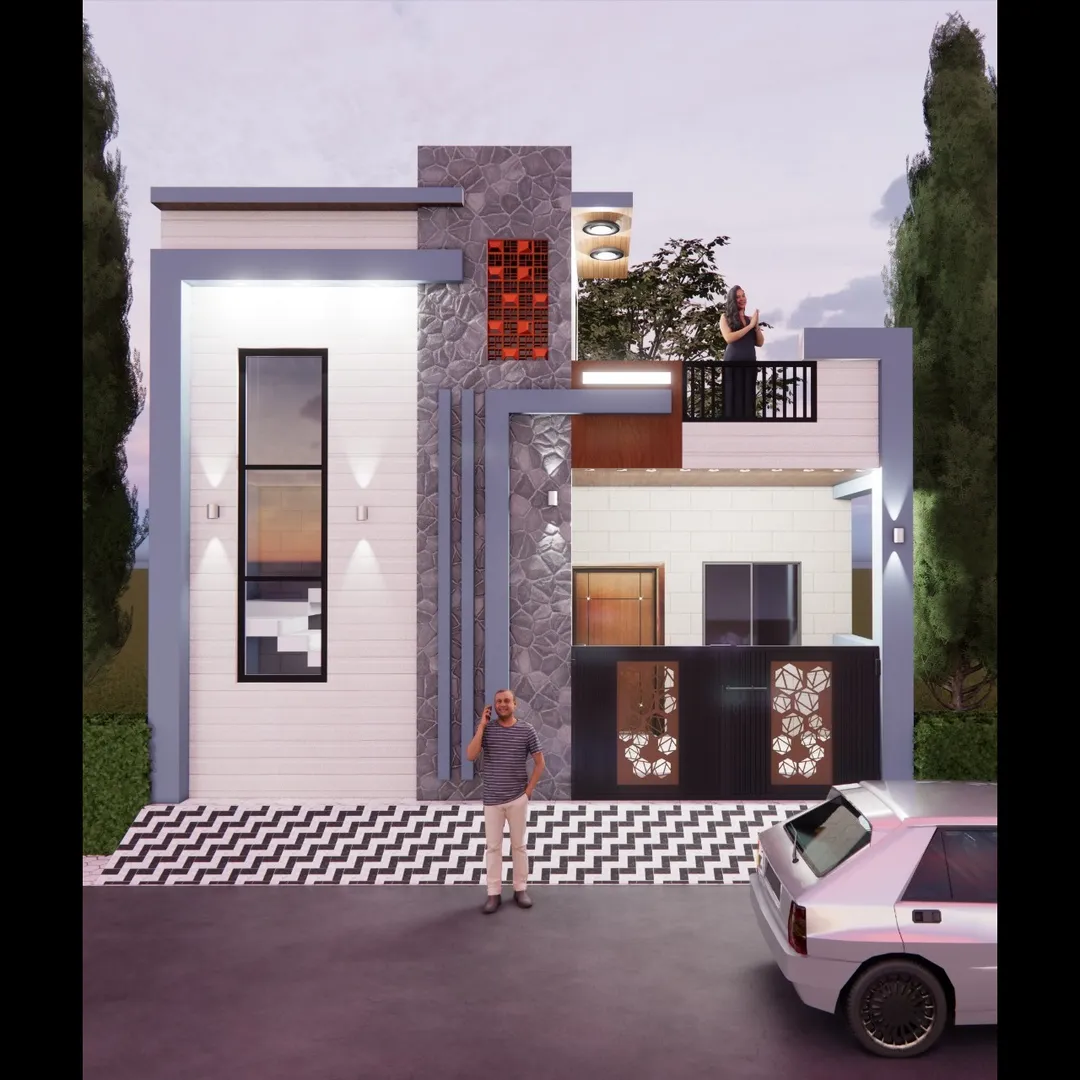 'Discover architectural beauty in 3D.
A front elev...
