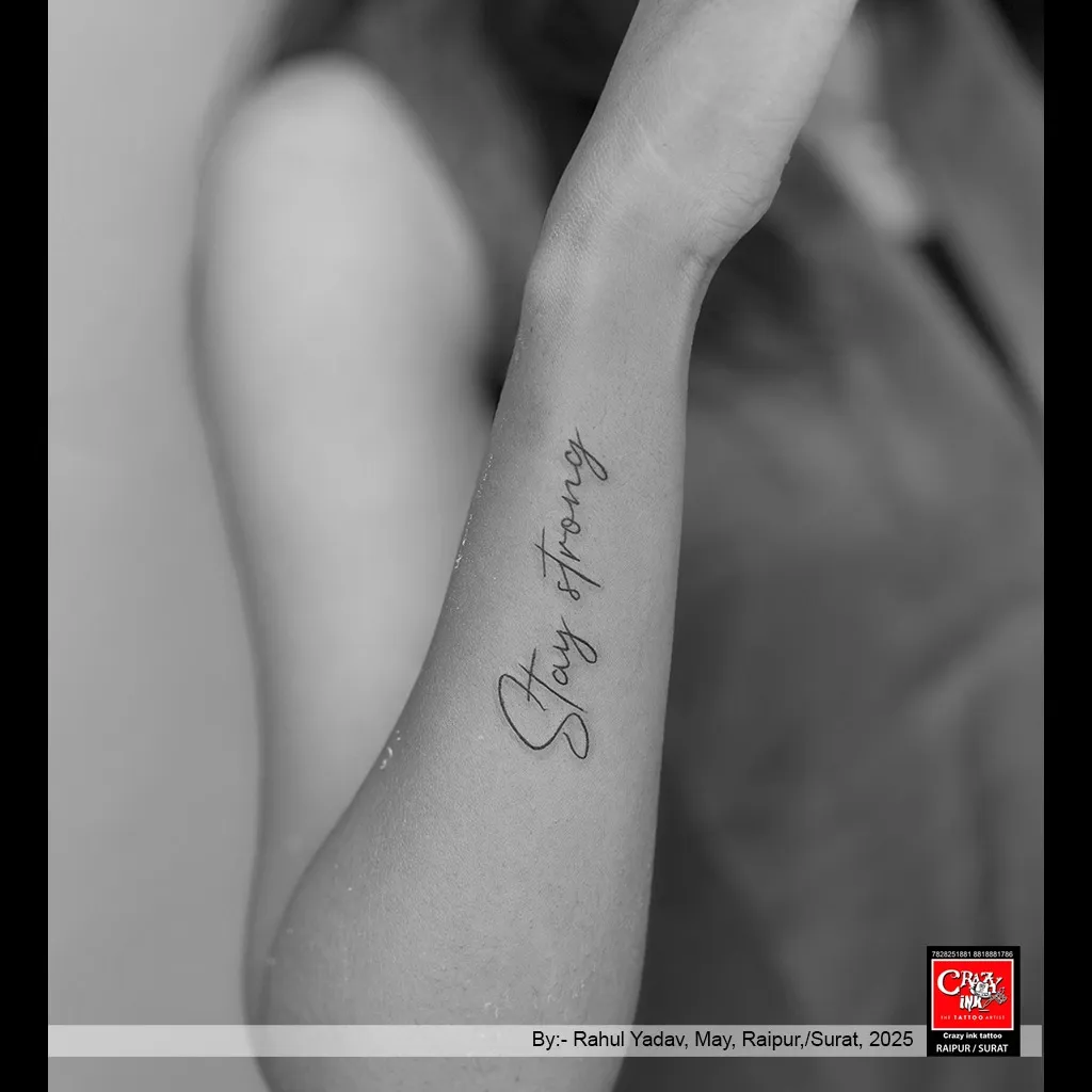 THIS ELEGANT FOREARM TATTOO FEATUREING THE WORDS S...