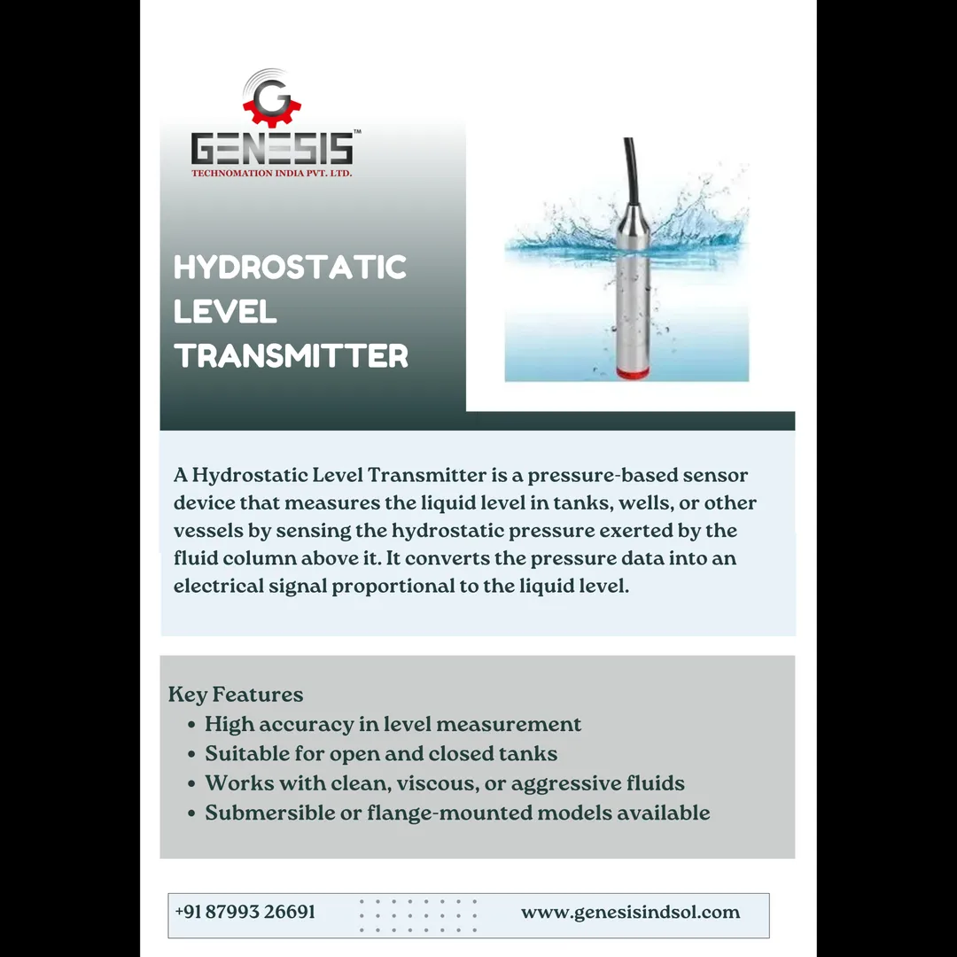 A Hydrostatic Level Transmitter is a pressure-base...