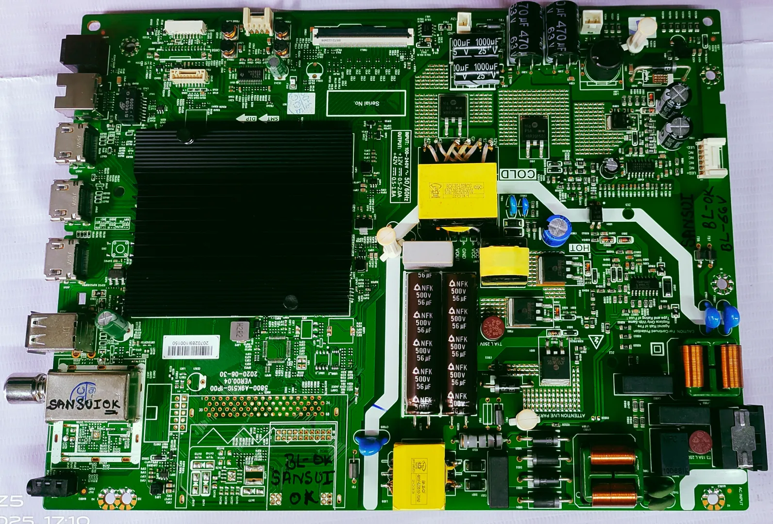SANSUI 4K ANDROID MOTHER BOARD MODEL NUMBER JSW43A...