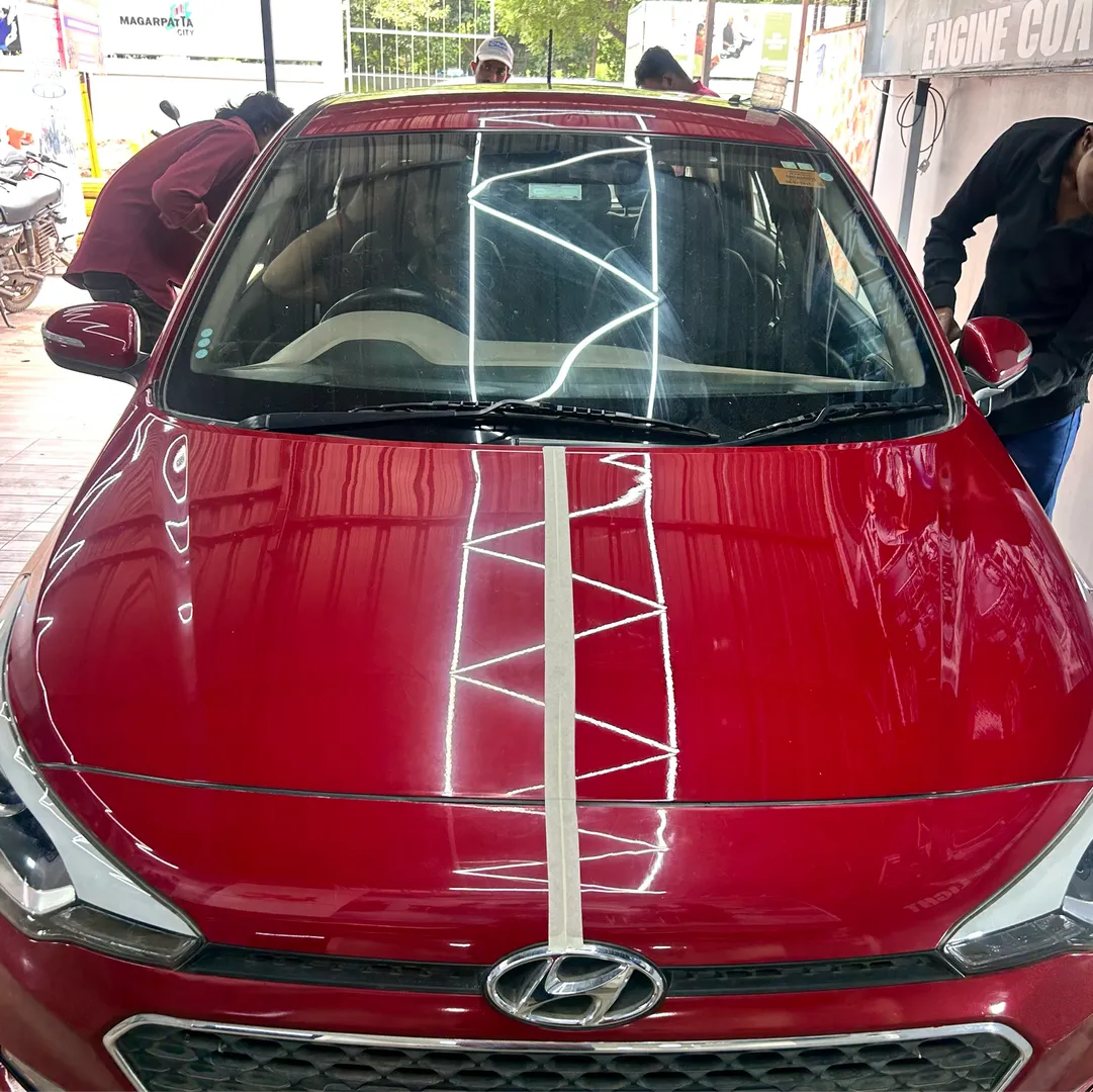 Paint Correction 7 years old i20 uc car detailing studio in magarpatta-Hadaps...