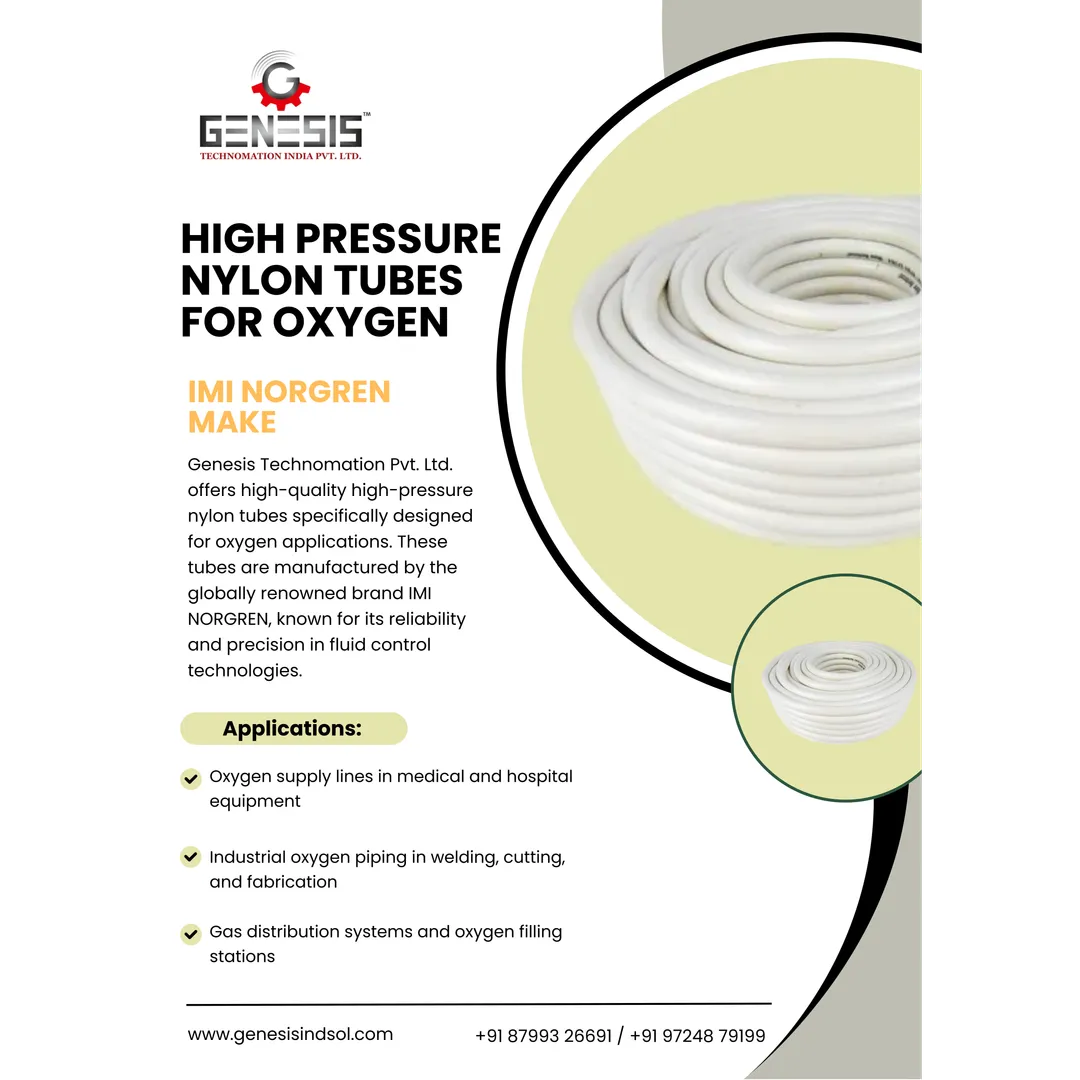 At Genesis Technomation Pvt. Ltd., we offer high-quality High Pressure Nylon Tubes for Oxygen applic...