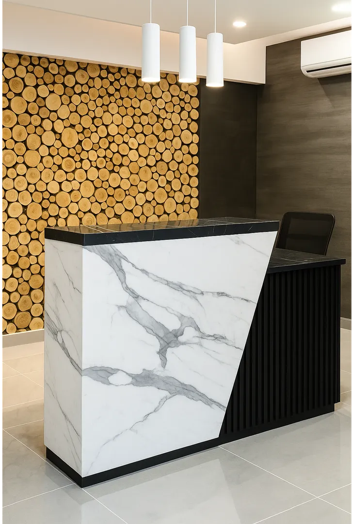 sleek reception desk in Kirti nagar