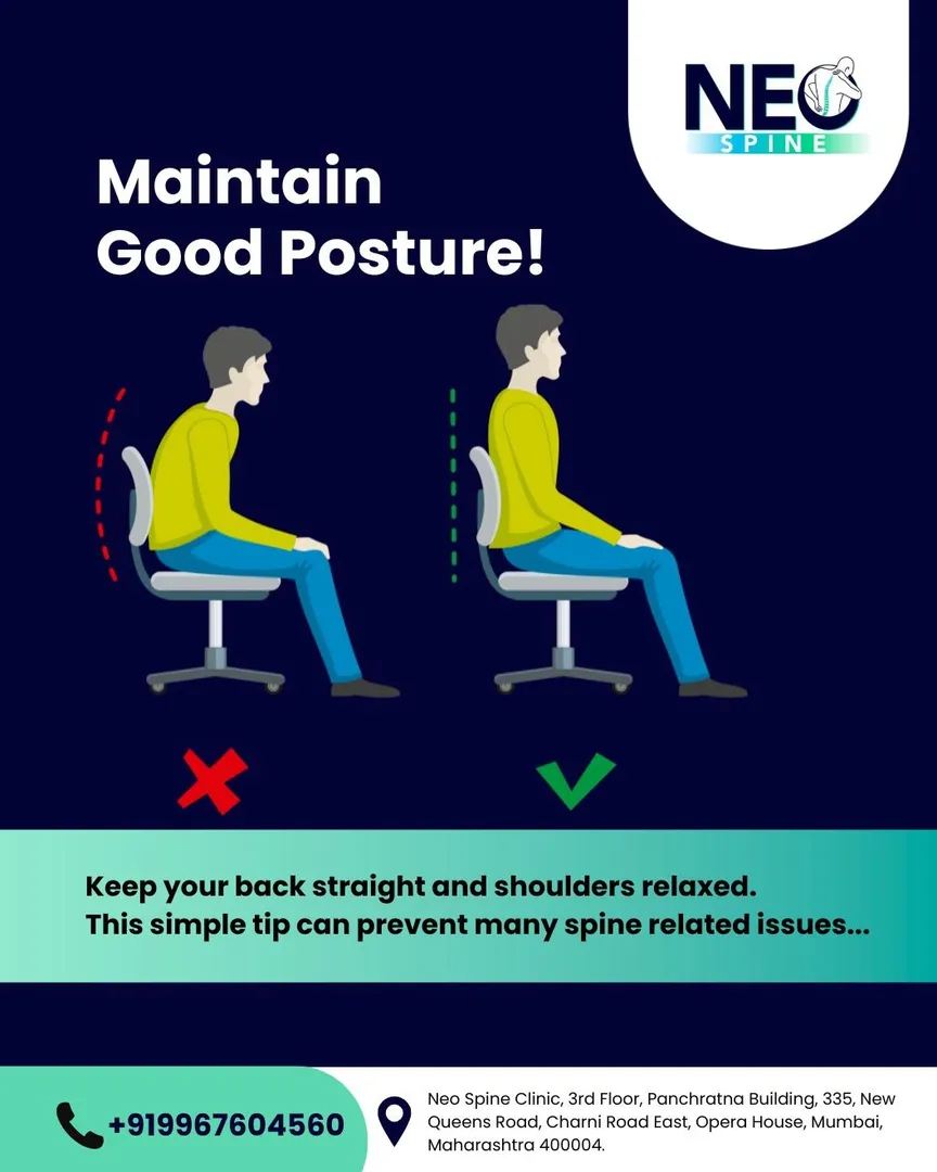 Maintain good posture keep your back straight and shoulders relaxed. This simple habit can prevent m...