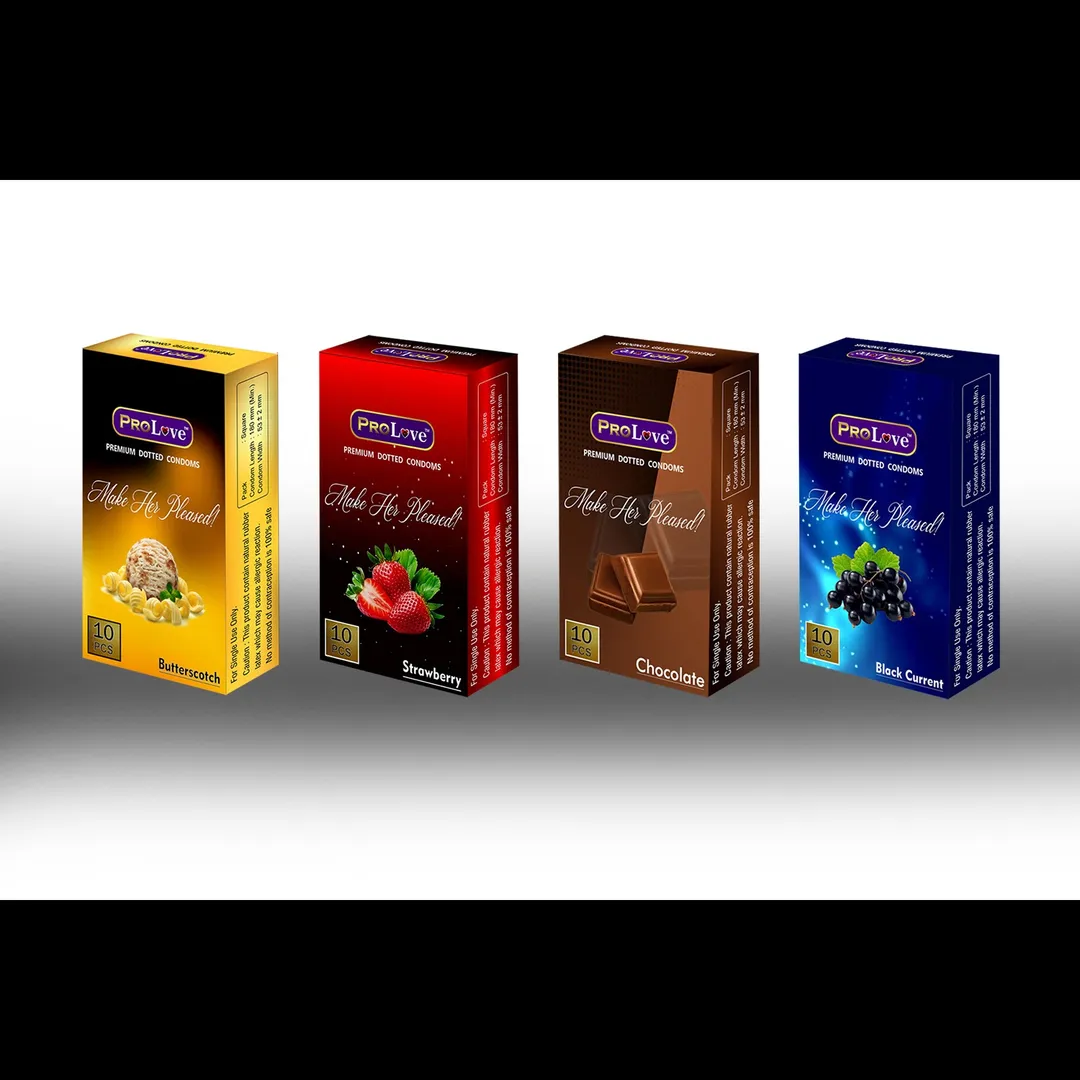 PROLOVE 10PC PREMIUM DOTTED, LUBRICATED, FLAVOURED CONDOMS
