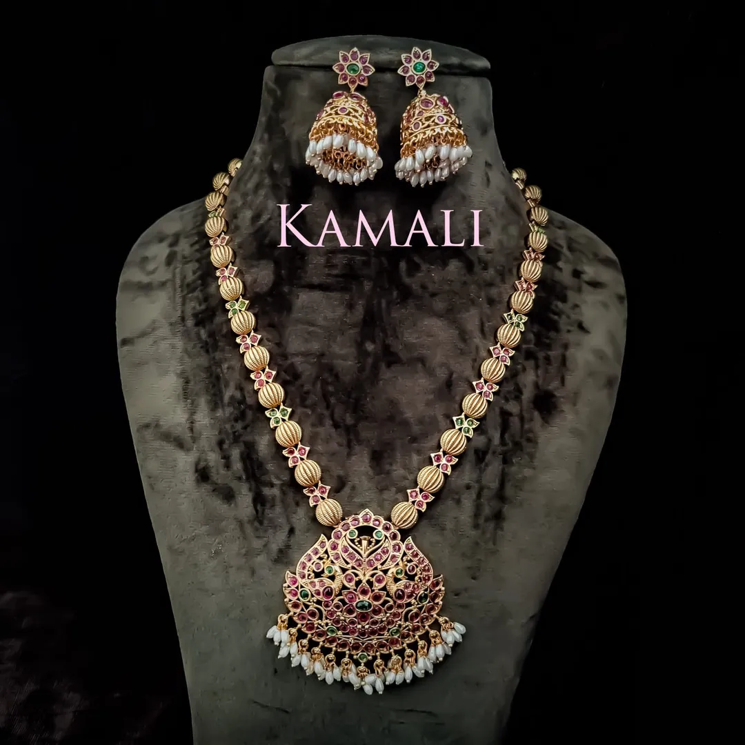 Antique Haram and Necklace Collections
Artificial Gold Plated Antique Jewellery
With semi precious...
